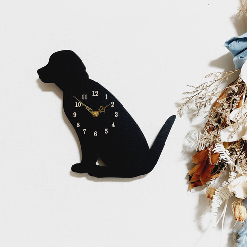 商売繁盛モチーフステンドグラス黒猫のしっぽ振り時計