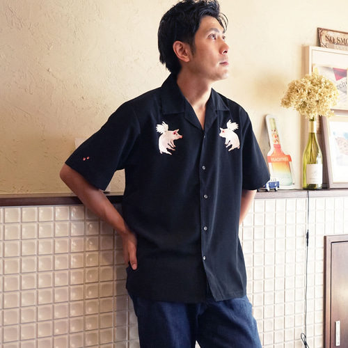 刺繍入りネイビー半袖シャツ　【9月末まで掲載】 サッカーレギュラー半袖シャツ(M ネイビー): トップス｜Right-on公式