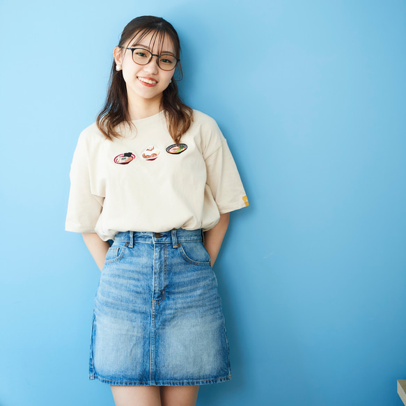 ラーメン 刺繍 ビックシルエット Tシャツ  レディース 2枚目の画像