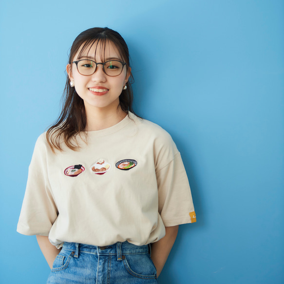 ラーメン 刺繍 ビックシルエット Tシャツ  レディース 1枚目の画像