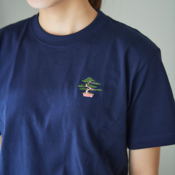 盆栽 BONSAI 刺繍 Tシャツ レディース 2枚目の画像