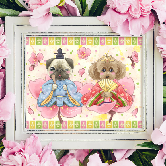 ペット似顔絵★かわいい我が子を似顔絵に 犬の似顔絵☆かわいい我が子似顔絵に