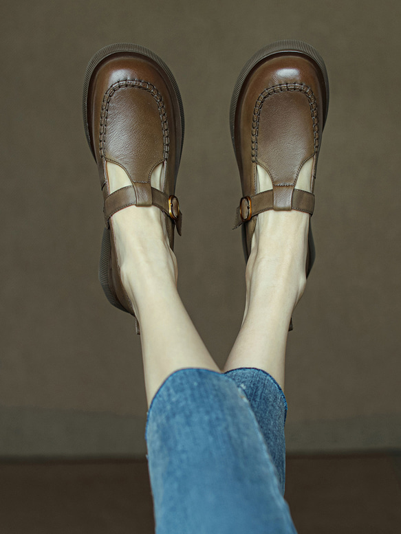 厚底靴 メリージェーン 靴 パンプス ストラップシューズ ワンストラップ ローファー 革靴 ベルト ギフト 敬老の日 4枚目の画像