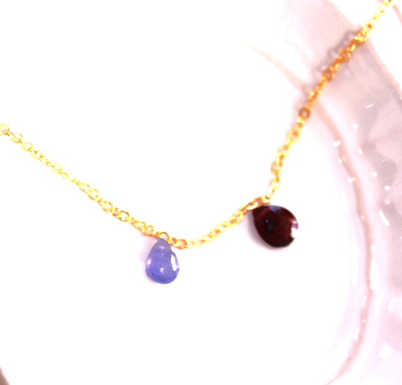 - 2 - K10 Tanzanite & garnet Necklace 2枚目の画像