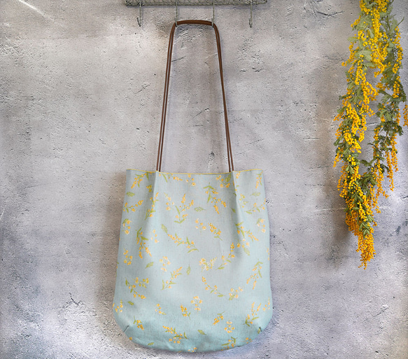 3色から選べるミモザのすっきりショルダートート◇A4サイズ◇レッスンバッグにも 5枚目の画像