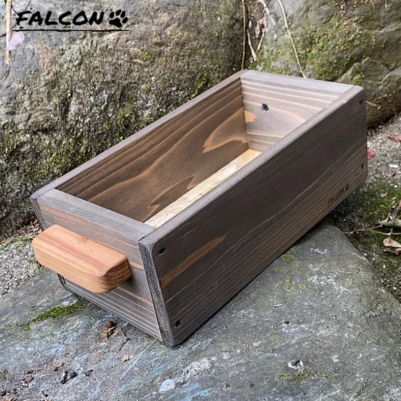 [工房FALCON] 取手付きミニ木箱　ウォルナットカラーver. 1枚目の画像