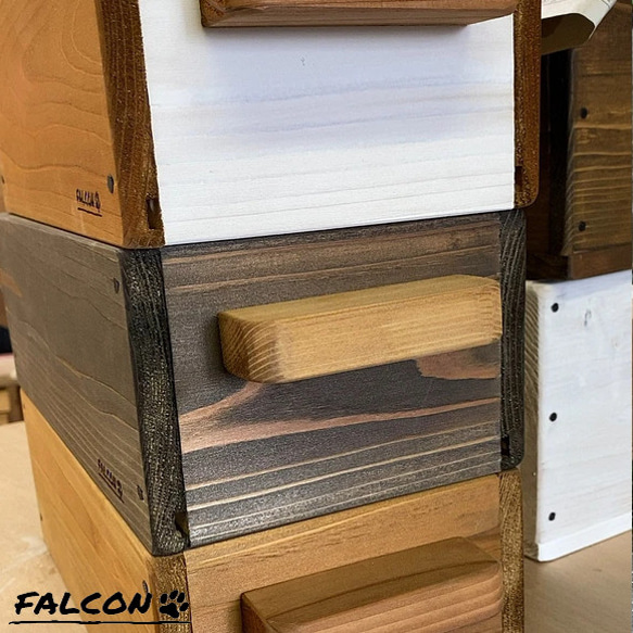[工房FALCON] 取手付きミニ木箱　ホワイトandオークカラーver. 9枚目の画像