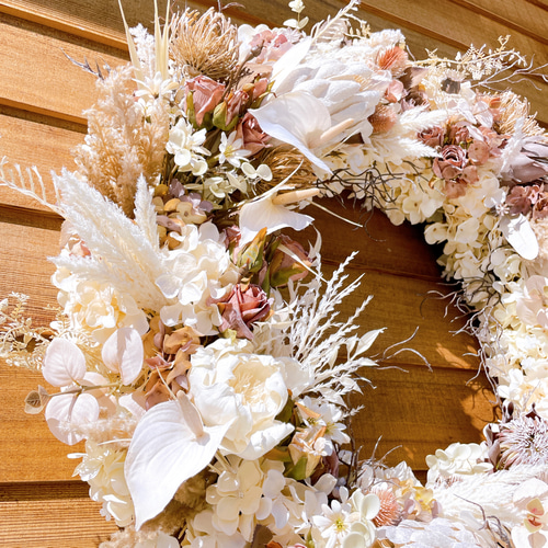 送料無料 フラワーリース 超特大リース90cm アーティフィシャル  