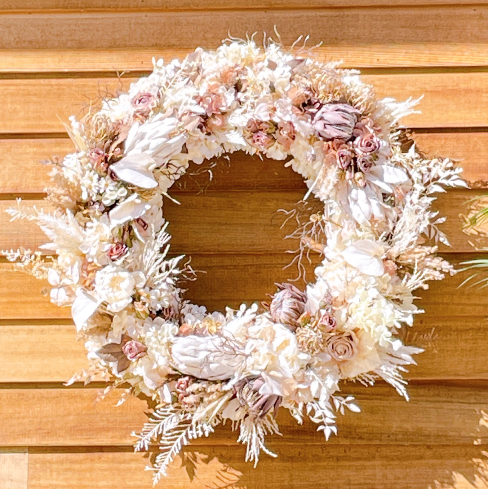 送料無料セール中！フラワーリース　超特大リース90cm アーティフィシャルフラワー　シャビーシックリース　くすみカラー