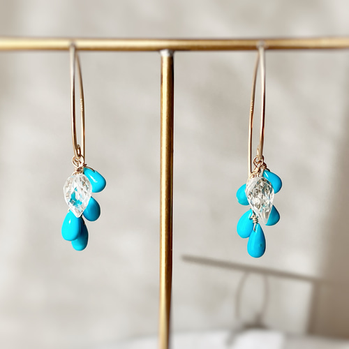 天然石＊スリーピングビューティーターコイズとホワイトトパーズの