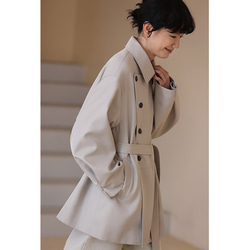 イギリス探偵風コート ゆとりコート 中長着丈コート ベージュ S-L