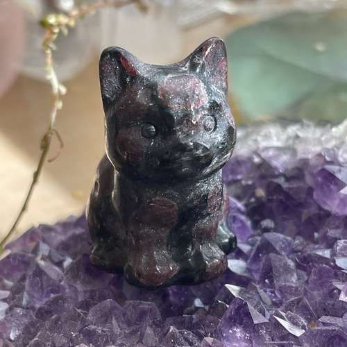 天然石猫ガーネットとアメジストのルピー その他置物 COCO SNOW 通販