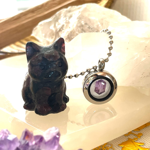 天然石猫ガーネットとアメジストのルピー その他置物 COCO SNOW 通販