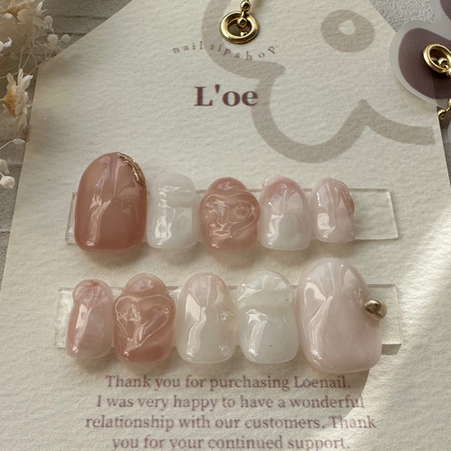 No.50 春ネイル、透け感ネイル、ハートネイル、ちゅるんネイル