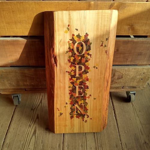 クラシック木製看板 OPEN CLOSED 立て掛け ペイント加工 / 自然塗装