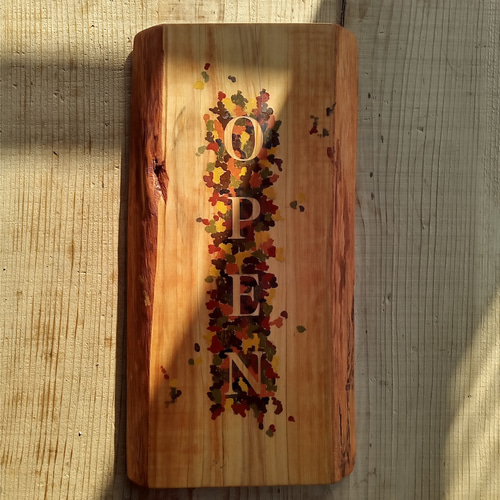 クラシック木製看板 OPEN CLOSED 立て掛け ペイント加工 / 自然塗装