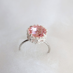 透明感と芸細花冠が華奢な指先に Bright flower-Pink *Lily crown リング（9.11.13号） 1枚目の画像
