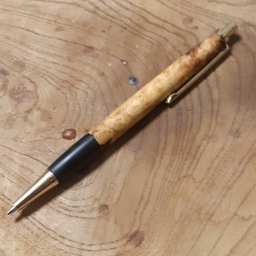 木軸シャーペン0.5㎜バックアイバール＆花梨瘤蜜蝋クリーム仕上げ