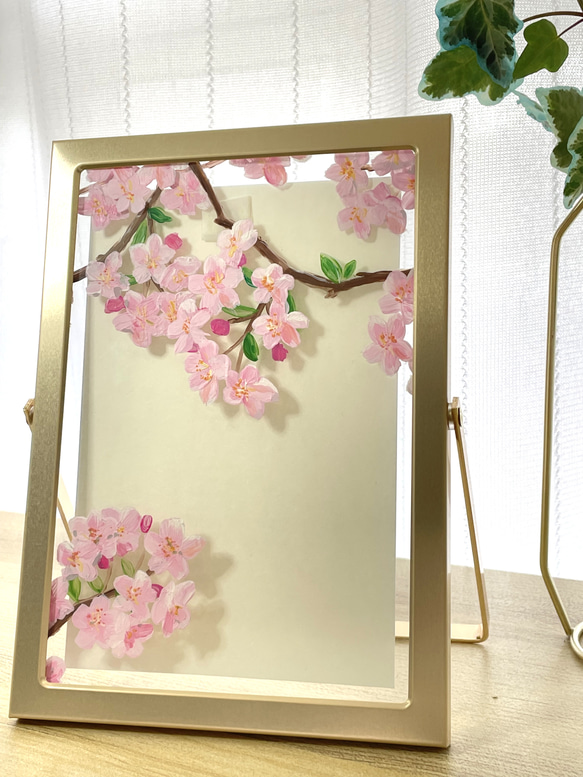 桜のフォトフレーム、アクリル画 4枚目の画像