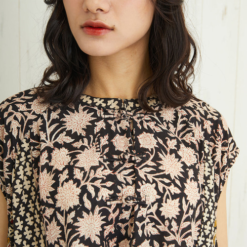 再入荷】ブロックプリント フレンチワンピース ワンピース holy fruit  