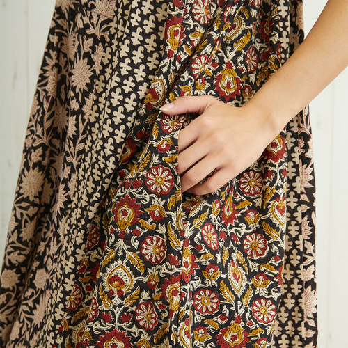 再入荷】ブロックプリント フレンチワンピース ワンピース holy fruit  