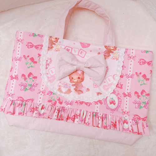 ハンドメイド【トップス&レッスンバッグ】 セール】セットアップセブン SETUP7 A4収納可 ハンドタック
