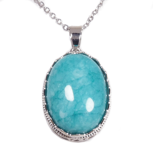 アマゾナイトペンダントネックレス 大粒30カラット ターコイズブルーが