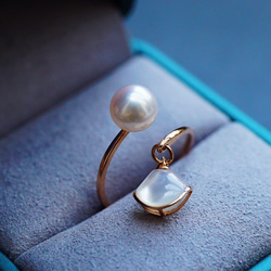 「fashion」K18 天然アコヤ真珠　高品質　高亮度 天然ダイヤモンド    オーダーメイド 1枚目の画像