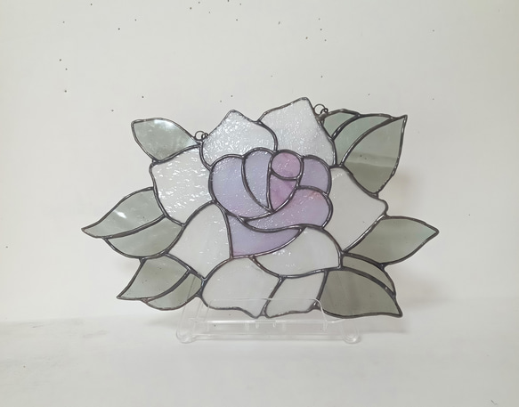 深紅バラ ステンドグラスパネル 薔薇 サンキャッチャー ブラインド