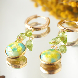 七宝焼 Mimosa フープピアス 4枚目の画像