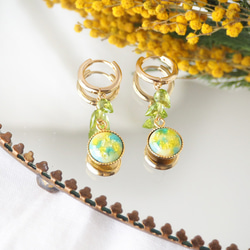 七宝焼 Mimosa フープピアス 5枚目の画像