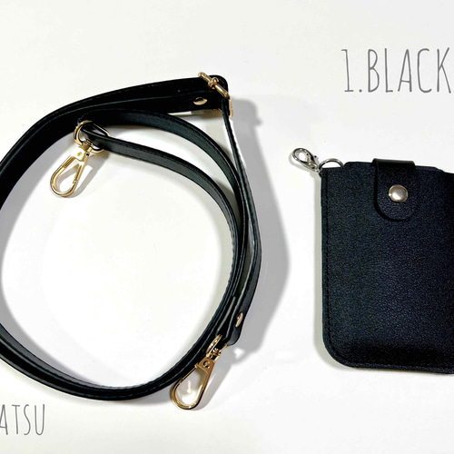 puレザーカードケース+ショルダーストラップ セット 長さ調節 刻印