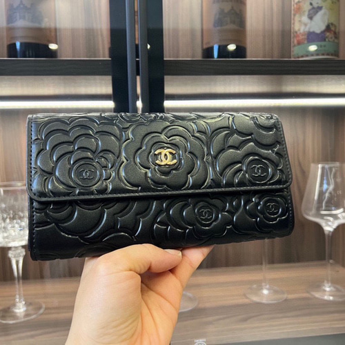 CHANEL ブラック レザー がま口財布 CHANEL】ブラックレザー 二つ折り財布 /277 - メルカリ