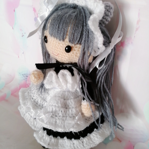 ハンドメイド☆あみぐるみ☆猫耳黒メイドちゃん☆毛糸