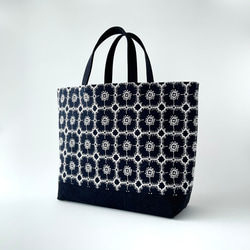 アラン模様 ニットバッグ 巾着トートバッグ ライトグレー トートバッグ