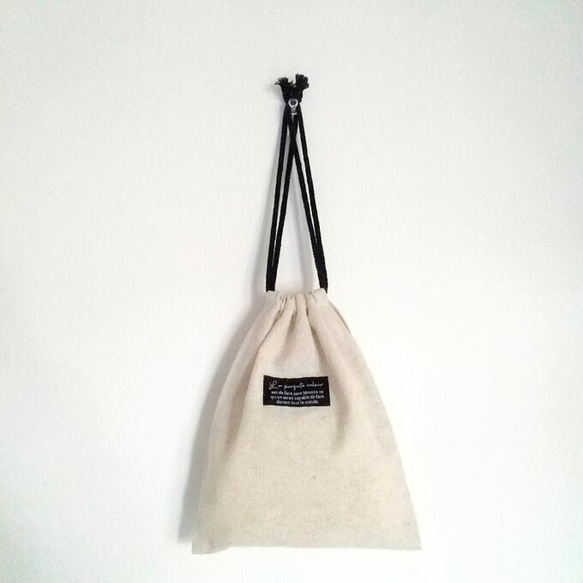 再販☆ハーフリネンのナチュラル巾着　給食袋 コップ袋 7枚目の画像