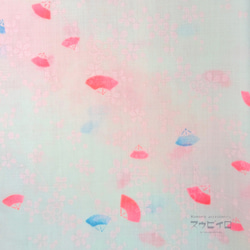 【10cm単位カット販売】可愛らしい小さな桜扇紋様 おしゃれ着物布生地通販 レトロ リメイク 小物 ピンク カラフル 3枚目の画像