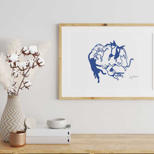 マティスをオマージュ、かわいい猫たちのダンス、ポスター、北欧