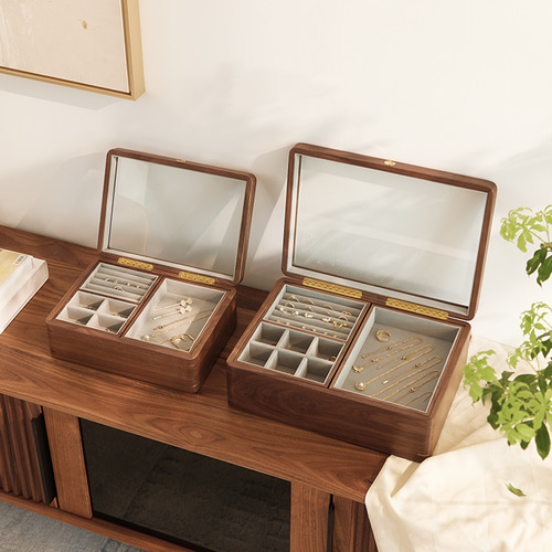 中が見えるジュエリーボックス アクセサリー展示 ウォールナット材