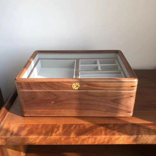 中が見えるジュエリーボックス アクセサリー展示 ウォールナット材