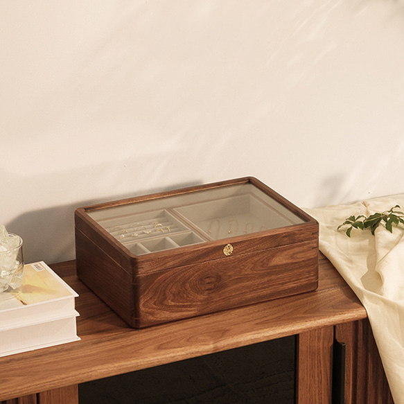中が見えるジュエリーボックス アクセサリー展示 ウォールナット材