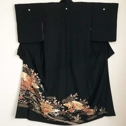 アオザイ 風 スリット ワンピース 【 着物リメイク 】 ゴールド * 刺繍