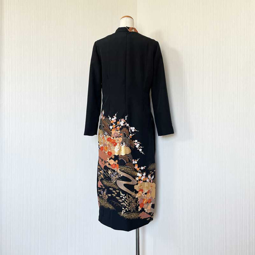 希少☆ビンテージ着物リメイクドレス金刺繍一点物！