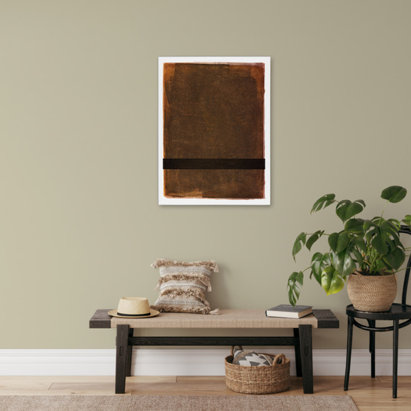 インテリアアートパネル　ABSTRACT-150　ブラウン ペイントスタイル　シンプルなお部屋のアクセント 1枚目の画像