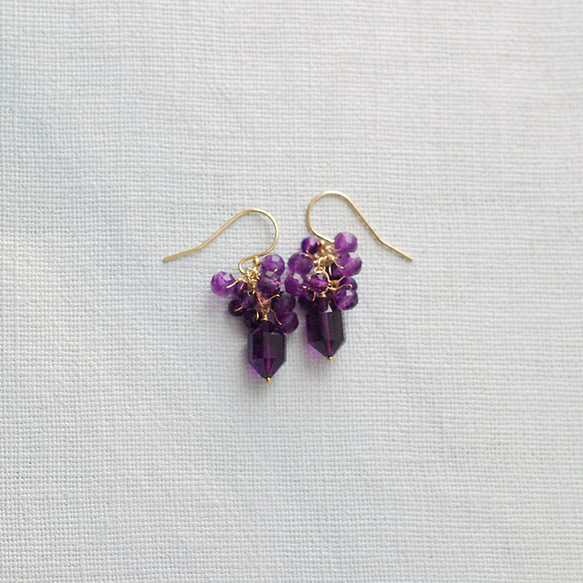 yamabudo : Amethyst（earring） 深い紫の耳飾り 1枚目の画像