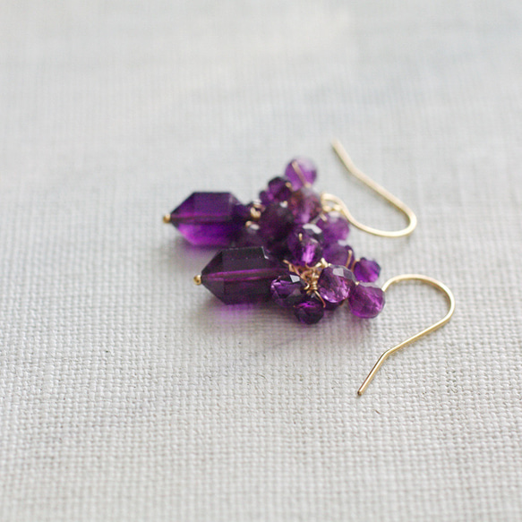 yamabudo : Amethyst（earring） 深い紫の耳飾り 5枚目の画像