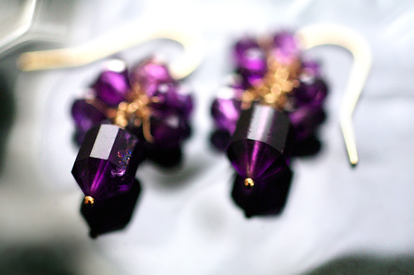 yamabudo : Amethyst（earring） 深い紫の耳飾り 7枚目の画像