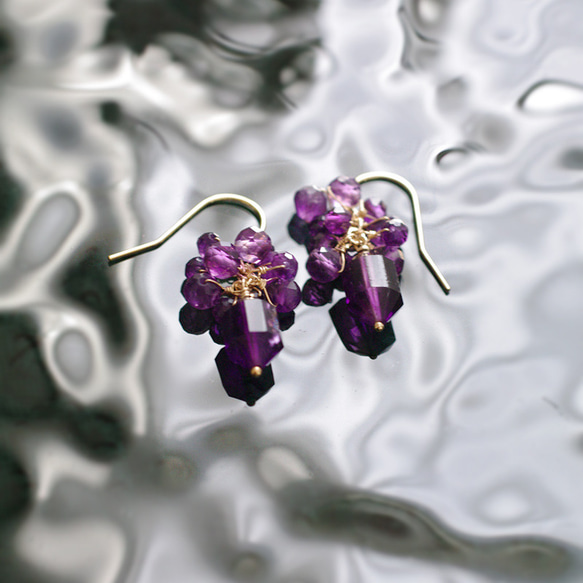 yamabudo : Amethyst（earring） 深い紫の耳飾り 3枚目の画像