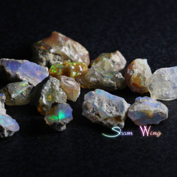 天然石✿小粒オパール原石ラフカット14個✫美しい遊色 4枚目の画像