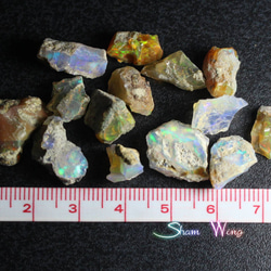 天然石✿小粒オパール原石ラフカット14個✫美しい遊色 5枚目の画像